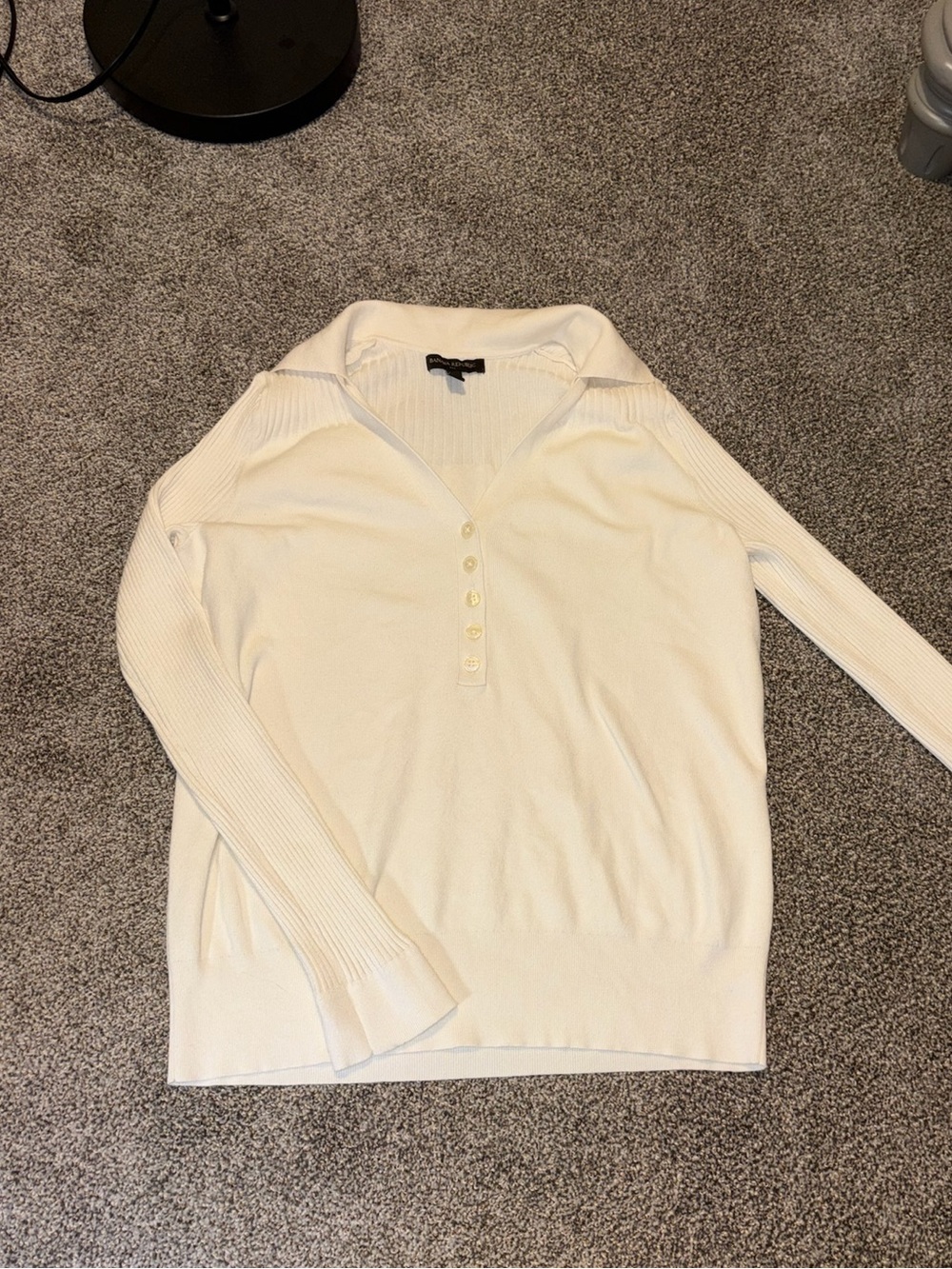 Banana Republic Cream V-Neck Button Pullover Sweater